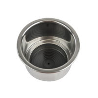 POLISHED STAINLESS STEEL DRINK HOLDER WITH DRAIN