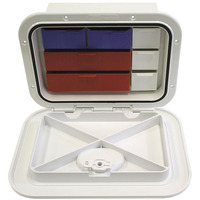 DELUXE STORAGE HATCH WITH BOX AND TACKLE TRAYS 375X275MM