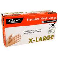 VINYL GLOVES POWDERED CLEAR EXTRA LARGE